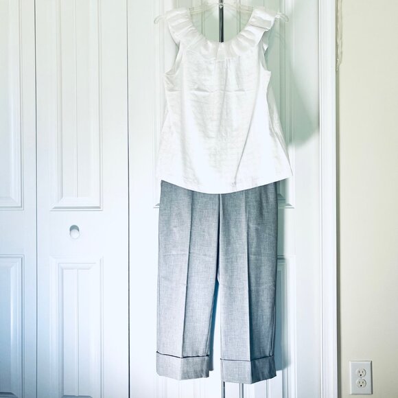 Trina Turk Twin Falls Sleeveless Ruffled Top in White (L) New with Tag - Picture 9 of 11